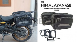 Fit For Royal Enfield New Himalayan 450 Canvas Pannier Bags With Mounting Black